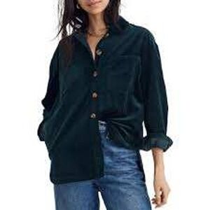 Madewell Corduroy Kentwood Oversized Shirt Jacket Womens Large Jewel Tone Green